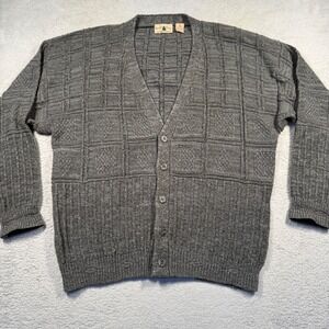 Vintage 90s Northwest Territory Mens Gray Knit Cardigan Sweater XL Textured‎